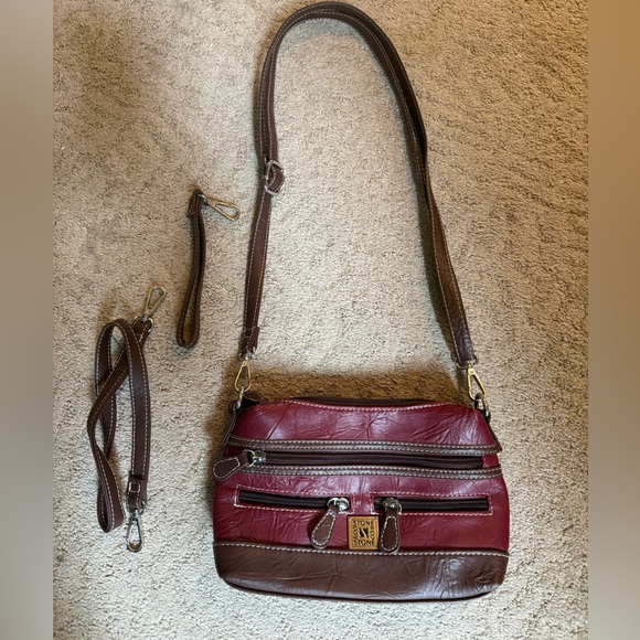 Stone & Co. Handbags - Stone & Co. Red And Brown Leather Mini Crossbody Bag. Great Condition!